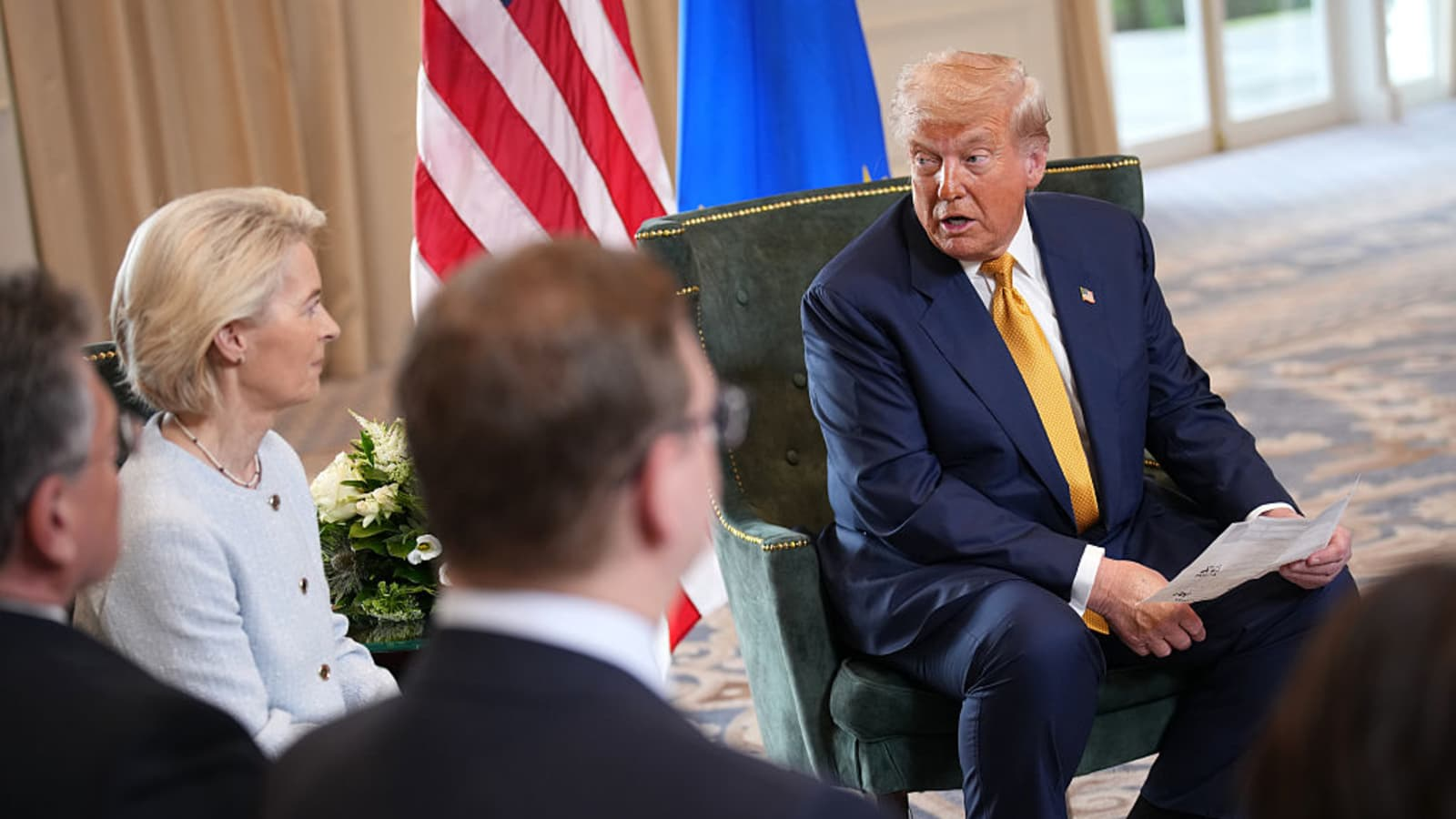 Trump Threatens EU With ‘Substantial Tariffs,’ Accuses Bloc of ‘Robbing’ U.S. Tech Giants